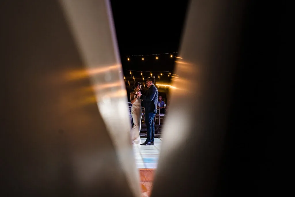 Intimate first dance moment captured through candid wedding photography at luxury Riviera Maya resort venue in Mexico