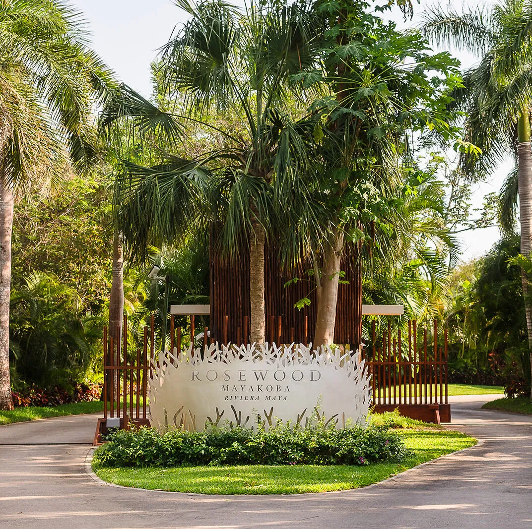 LGBTQ wedding venue entrance at Rosewood Mayakoba resort in Riviera Maya Mexico for same-sex couples photography