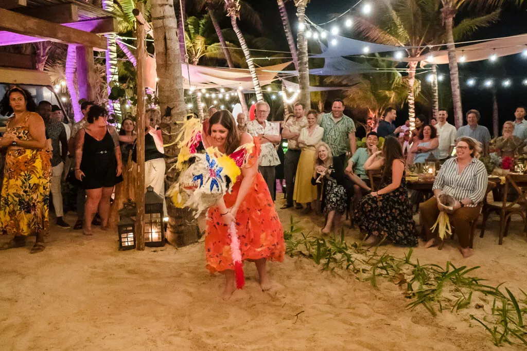 LGBTQ wedding celebration at Rosewood Mayakoba with piñata tradition, tropical beach venue in Riviera Maya Mexico